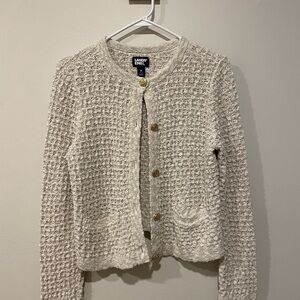 Lands' End Cream Textured Women's Cardigan